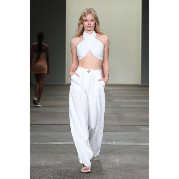 Rumer the label Womens Linen Lou Lou Halter Top In Cheetah Print Size XS NWOT - Picture 2 of 5